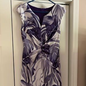 Satin dress, purple and white